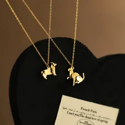 New 316L Stainless Steel Building Block Cats Dogs Pendant Necklace 2024 Rust Proof Exquisite Daily Chic Women Waterproof Jewelry