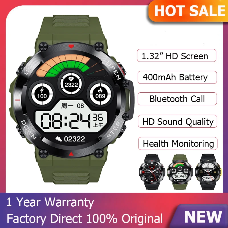 Smart Watch Men Bluetooth Call Waterproof Multi-Sport Fitness Tracker Heart Rate Monitor Smartwatch 400mAh Large Battery 2023