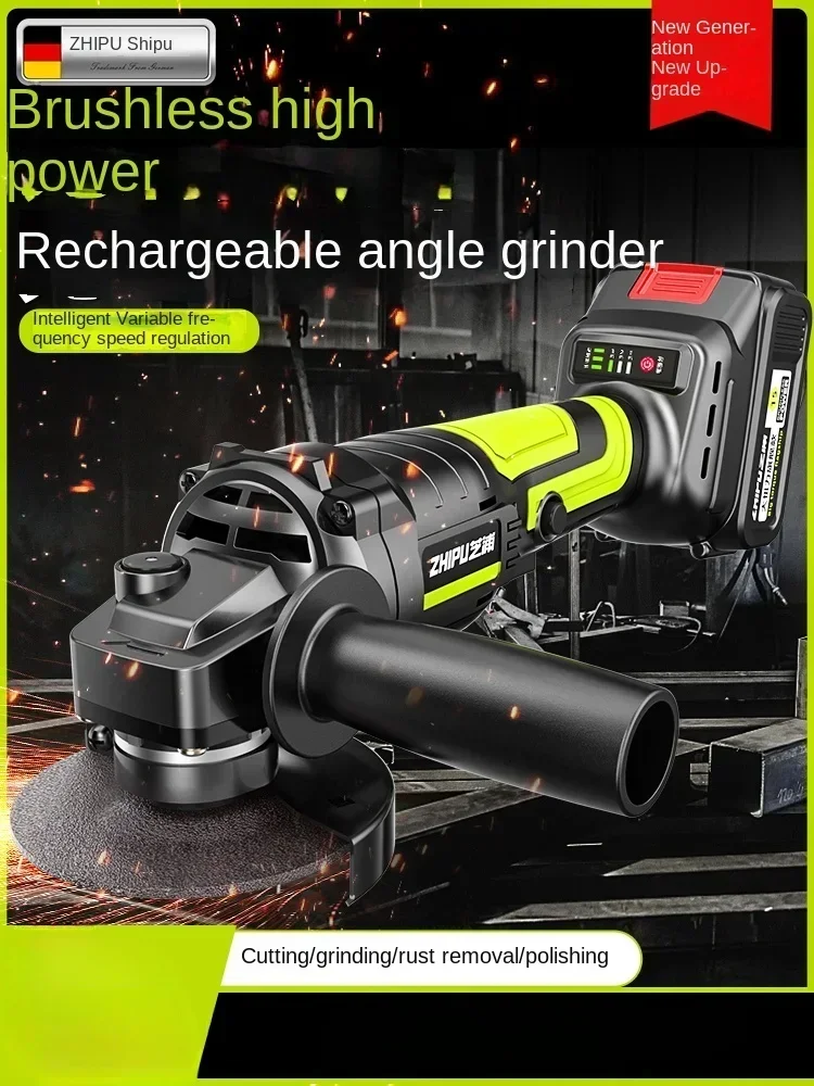 

High-Powered Lithium Battery Brushless Angle Grinder Polisher with Adjustable Speed and Cutting Wheel