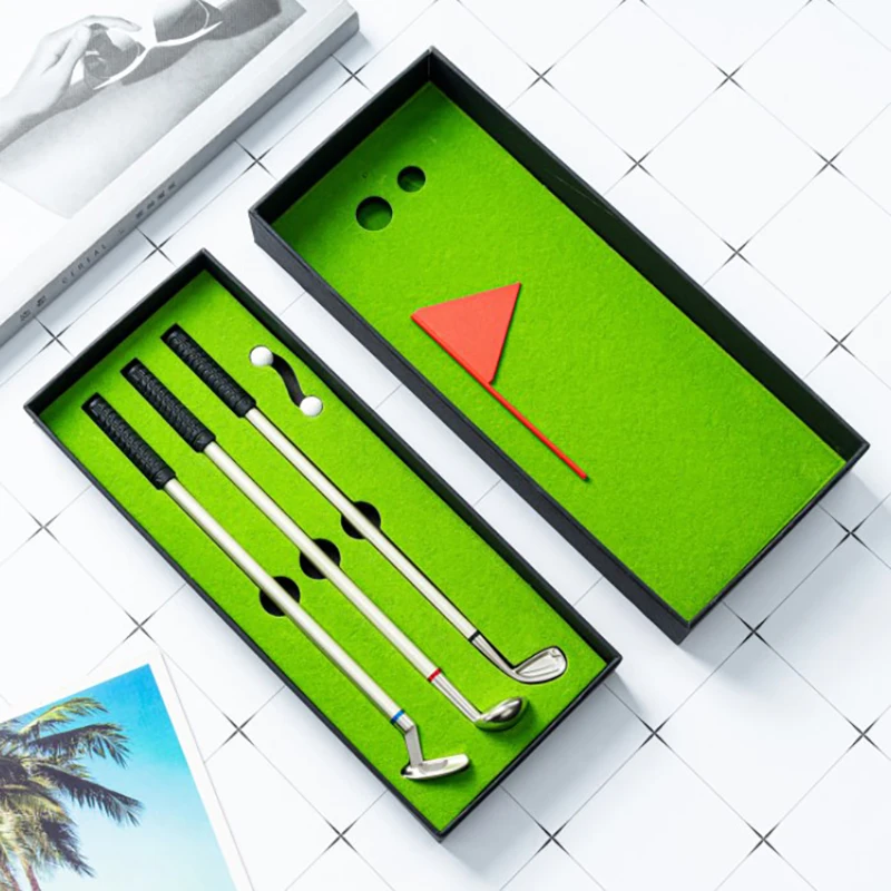 1Set penne a sfera Desktop Mini Golf Green Metal Pen Logo personalizzato personalizzato nome insegnante regalo materiale scolastico regalo