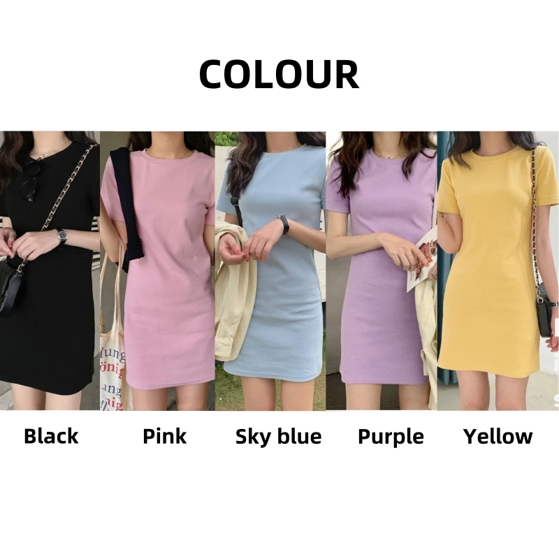 Women Harajuku Mini Short Sleeve Dress Woman Clothing Black Pink Casual Y2k Clothes Fashion Summer Short Dresses for Women 2024