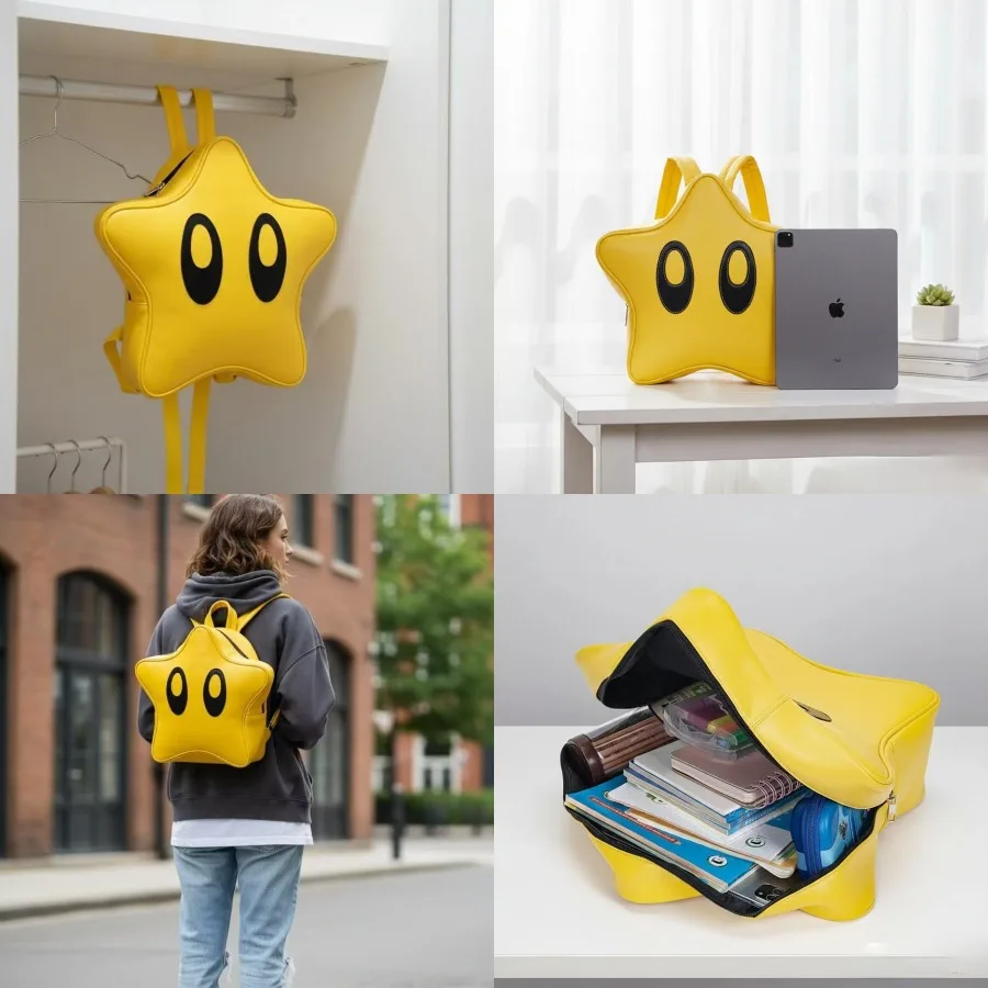 

【Новый стиль】Креативный школьный рюкзак с большими глазами в форме звезды, рюкзак для отдыха и поездок на работу, нишевый дорожный рюкзак в стиле дофамин.