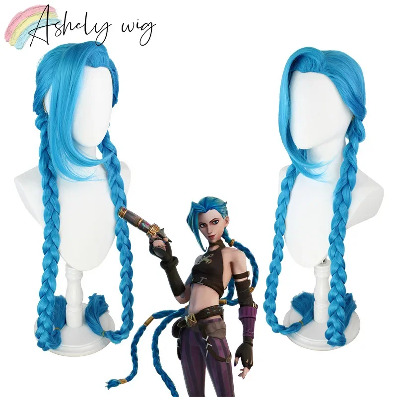 

War of The Two Cities Jinx Cosplay Wigs Cross Border Lol League of Legends Angry Girl Jinx Wig