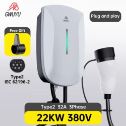 GWUYU Electric Car Charging Station 32A 7KW 1Phase 11KW 3Phase 22KW 3Phase EVSE Wallbox Charger Type 2 IEC62196-2 Plug and Play