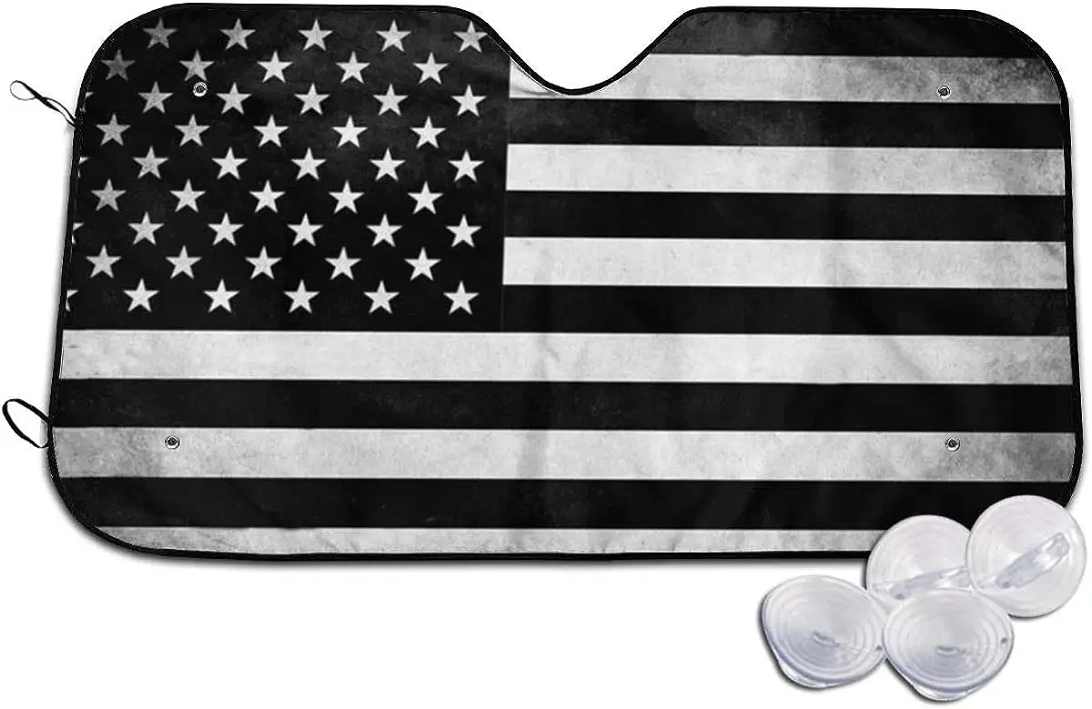 

Black White American Flag Sun Shade Front Window Sunshade for Most Sedans SUV Blocks Max Uv Rays Keep Your Vehicle Cool