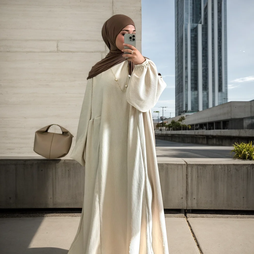 

Winter Corduroy Abaya Dubai Luxury Islamic Clothes Warm Muslim Hijab Dress Loose Abayas for Women Turkey Kaftan Robe Ramadan Eid