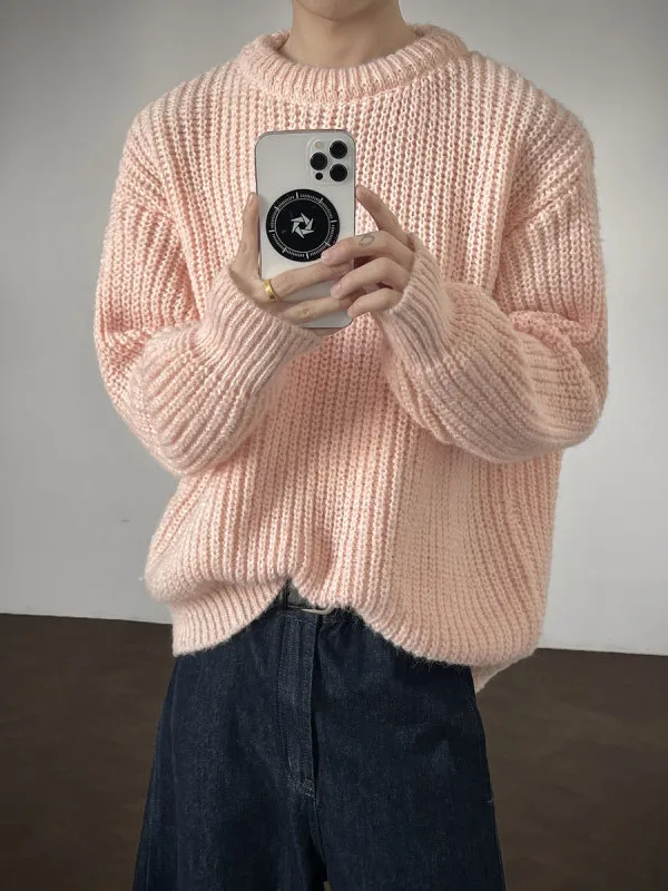 

Men's Wool Blend Knitted round Ne Sweater Winter Casual Sle Warm Heavyweight Leisure Knitwear Breathable Ciwalk Coat