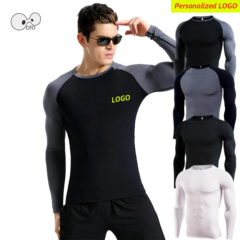 

Personalized Outdoor Mens Quick Dry Fitness Compression Long Sleeve Baselayer Body Under Shirt Tight Sports Gym Wear Top Shirt