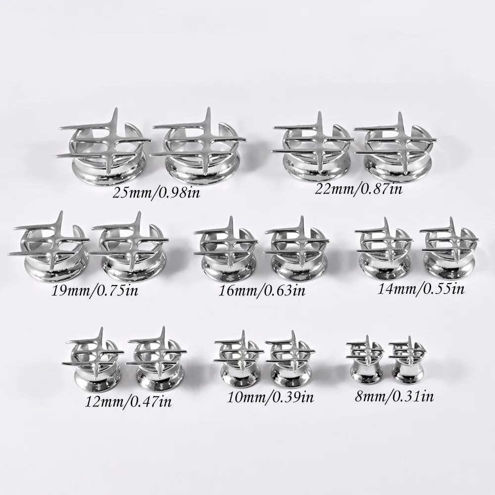 1pair Stainless Steel Cross-shaped U-shaped Electroplated Golden Simple Integrated Piercing Earlobe Enhancer Accessory