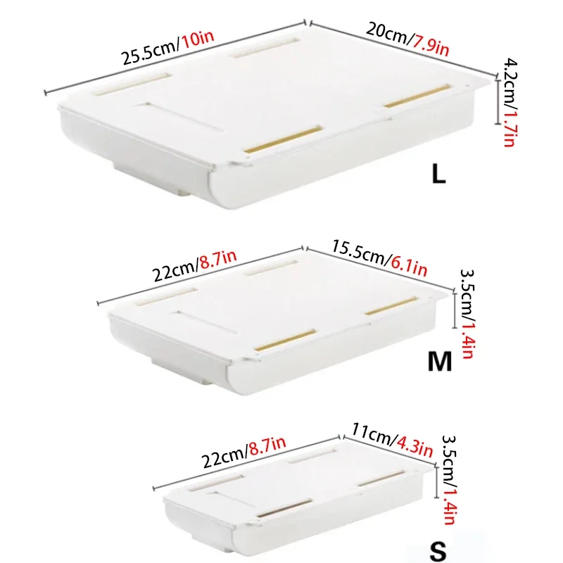 Self Stick Pencil Tray Under Desk Drawer Storage Box Hidden Stationery Organizer Stand For Pens Office Home Storage Organizer