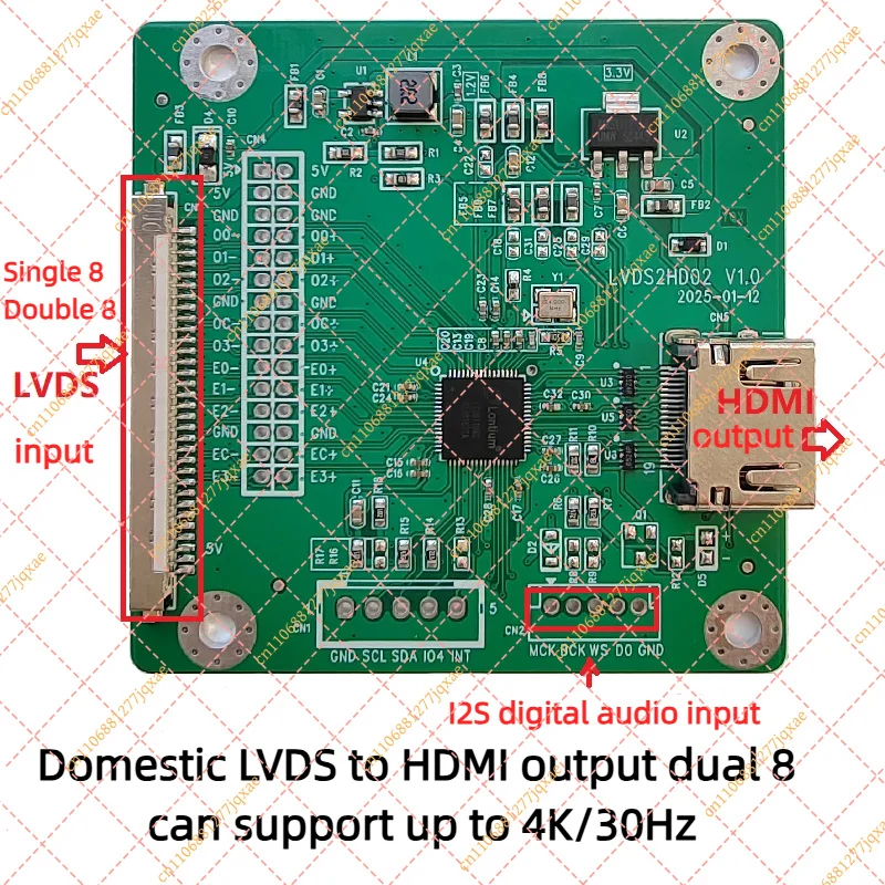 Custom LVDS to HDMI Converter Module, 4K@30Hz Supported Video Signal Conversion Board for Custom Display Project