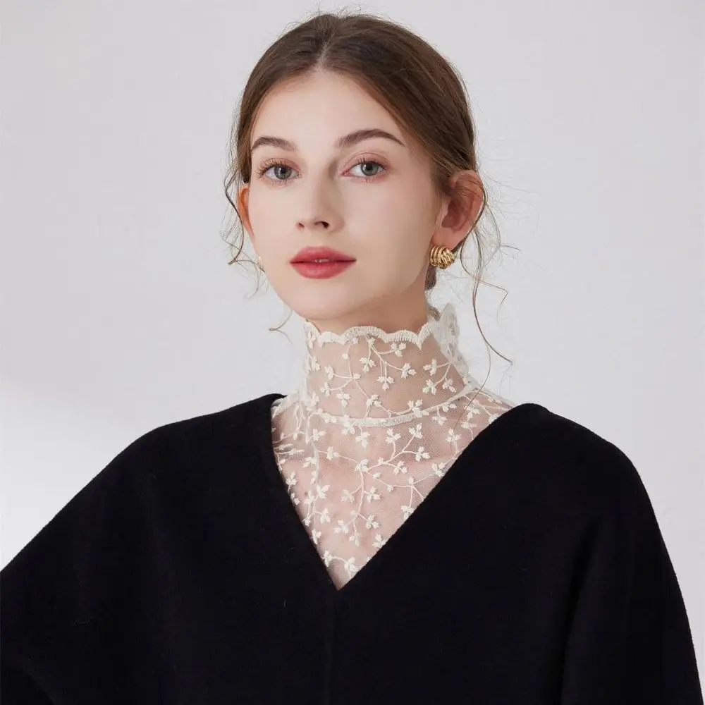 جميلة البتلة وهمية طوق أسود انفصال التلبيب كاذبة طوق الدانتيل الملابس والاكسسوارات النساء