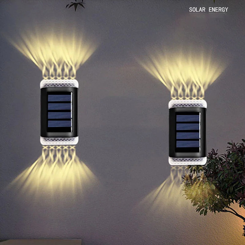 4Pcs IP65 Waterproof LED Solar Wall Lamp Outdoor Up Down Night Light Lighting Decoration Energy Saving Balcony Yard Garden Lamps