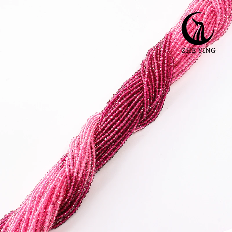 Zhe Ying 10 Strands/lot Gradient Fuchsia Ruby Color Bead Hydro Faceted Crystal Glass Beads for Bracelet DIY Jewelry Accessories