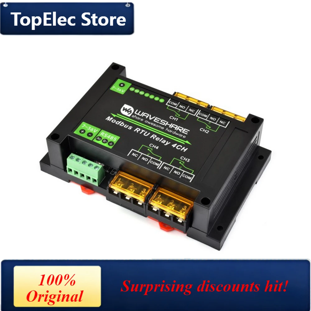 TopElec Dual Ethernet Ports 8-ch Relay Module (C) Modbus RTU Protocol PoE Power Supply With Various Isolation And Protection Cir