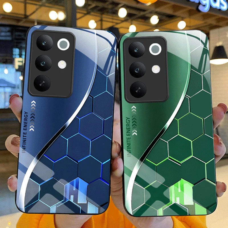Hard Tempered Glass Case For Realme C85 Pro C85 5G Protective Cover Gradient Color Pattern Back Shell Fundas