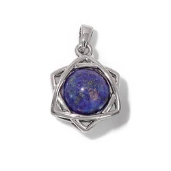 Hexagram Star Pendant Lapis Lazuli Amethysts Natural Stone Charms For Making Necklace Earrings Amulet Star of David Jewelry