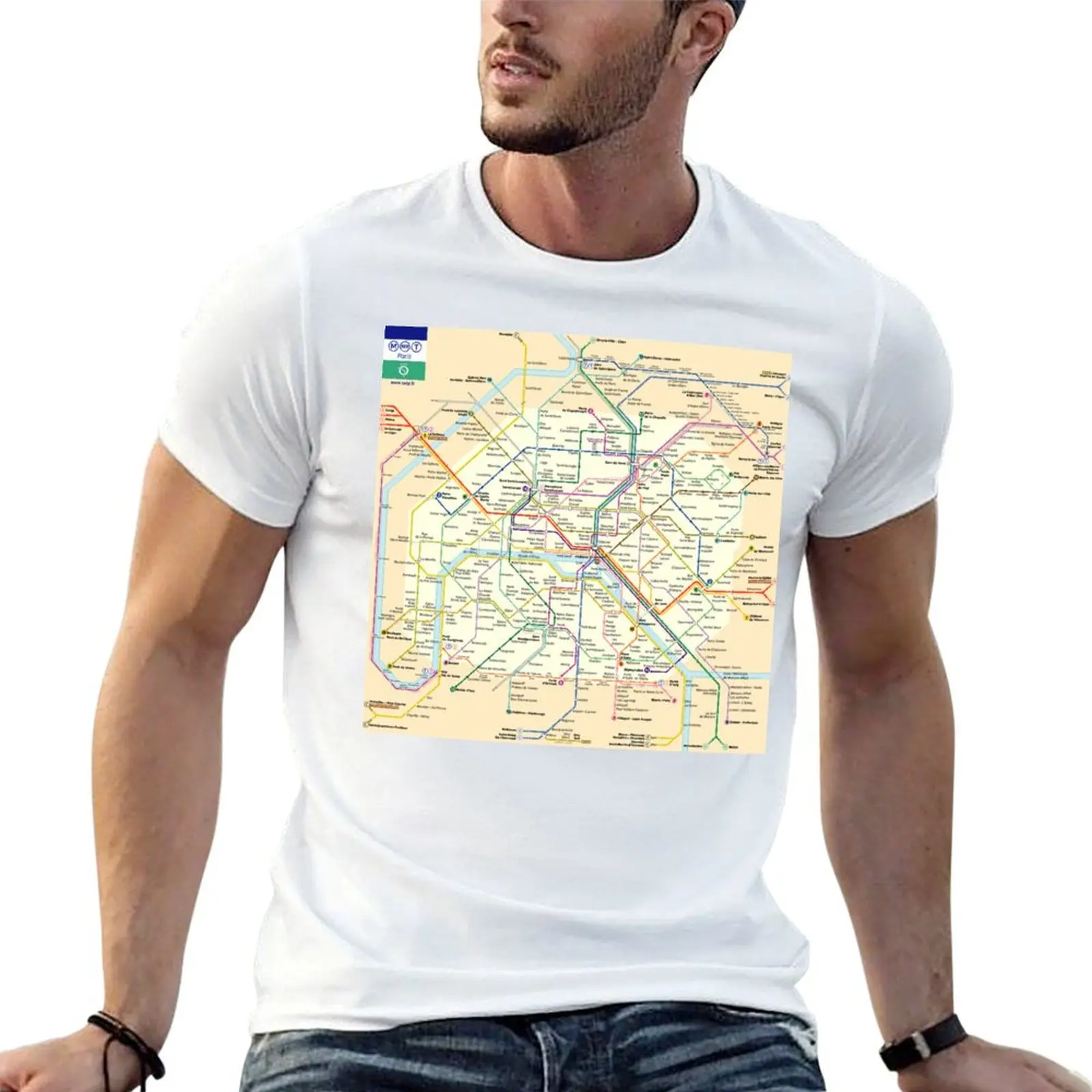 

Paris, France Metro Subway Tube Underground Map T-Shirt t shirts for man graphic vintage man t shirt heavy cotton T-Shirt