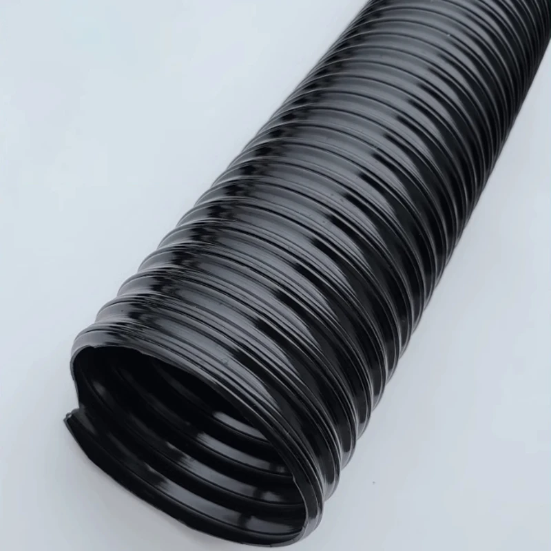 Suction Hose Machine Ventilation Exhaust Steel Wire Corrugated Pipe, Telescopic Black PU Polyurethane Air Pipe,Inner 25-100mm