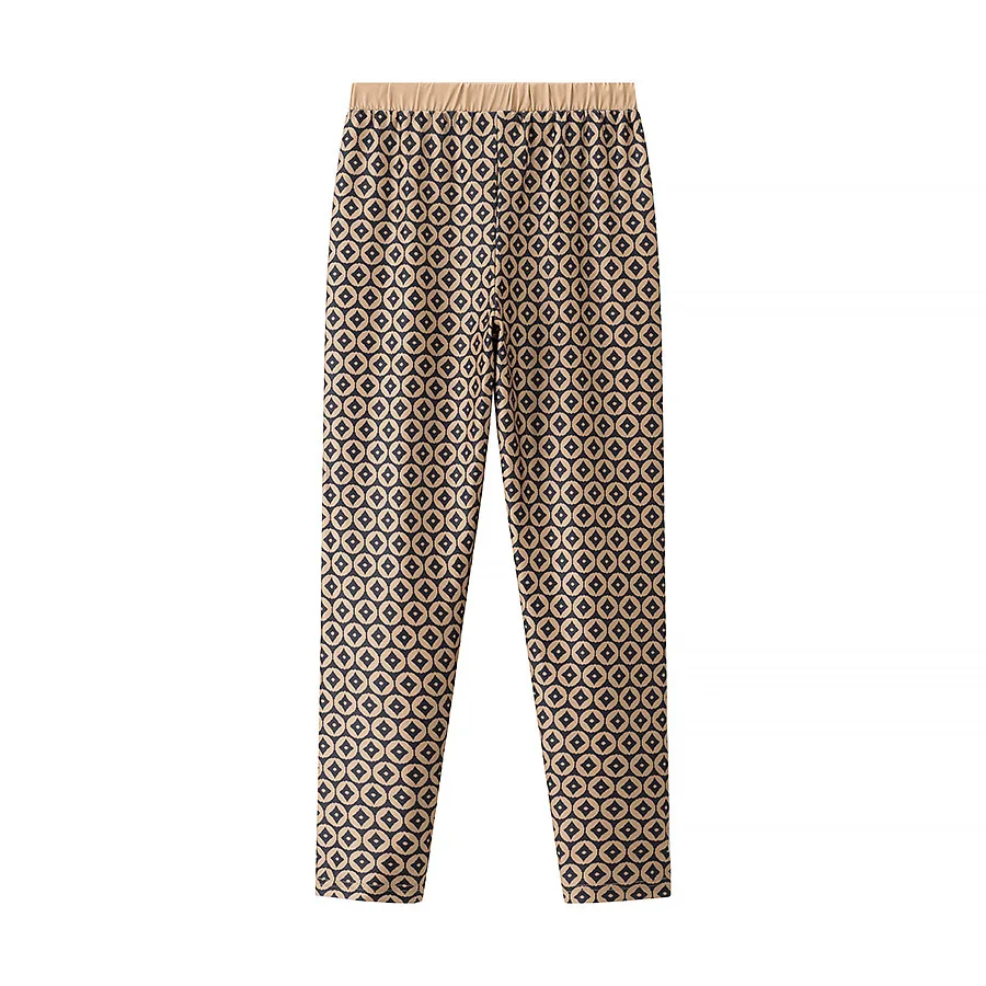-Conjunto de pantalones tipo jersey con estampado holgado para mujer, camisa informal de manga larga con cuello redondo, pantalones pitillo con cintura elástica, traje elegante para primavera y verano