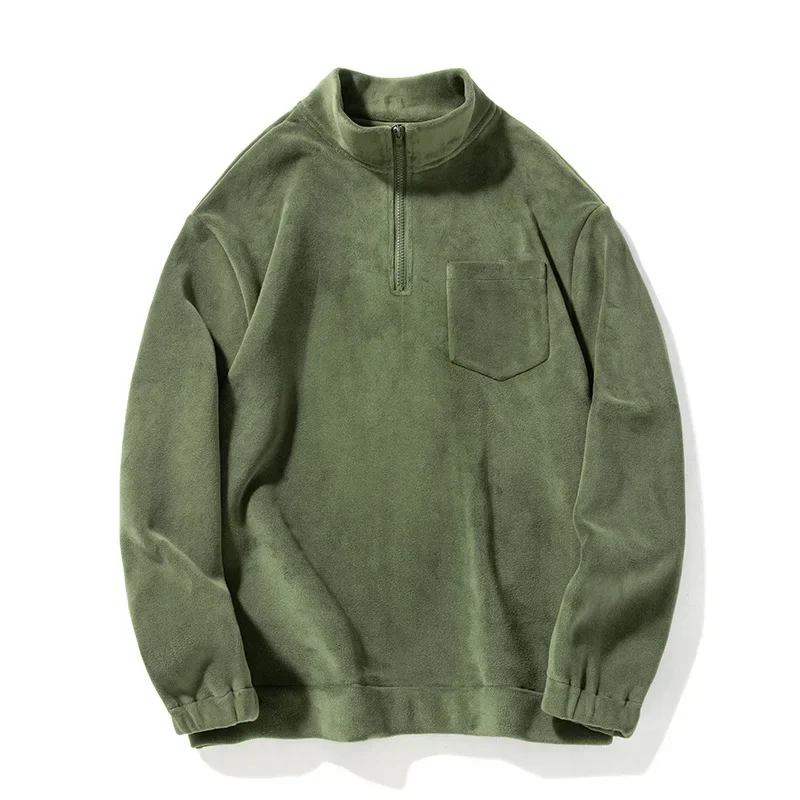 

LIBIELIY Stand Collar Hoodie Men 2024 New Autumn EuropeAn-American Style Retro Couple Half Zip Austrian Grain Coat Coat