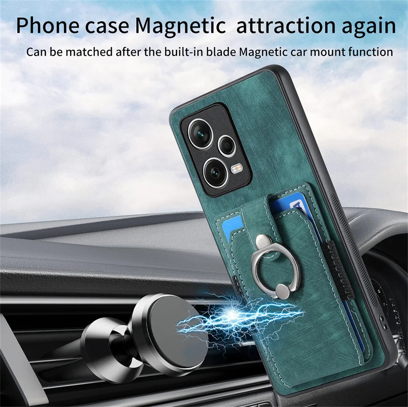 Для Redmi Note 12 4G кожаный кошелек с слотом для удостоверения личности, кольцевой держатель, чехол для Redmi Note 12 Turbo 12R 12 Pro Plus, противоударный чехол-подставка