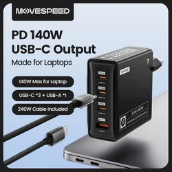 MOVESPEED 140W c타입 고속충전기 맥북 프로 에어용 초고속 멀티충전기 PD 3.1 100W 65W Gan충전기 아이폰 16 Pro Max 레노버 델 HP 서피스 노트북용 c타입 급속충전기