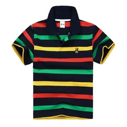 Baby Boy Sports Polo Shirts Summer Short Sleeve Shirt Teenagers Boys Chemise Cotton Stripes Camisa Polo Kids Costume 3-14 Years