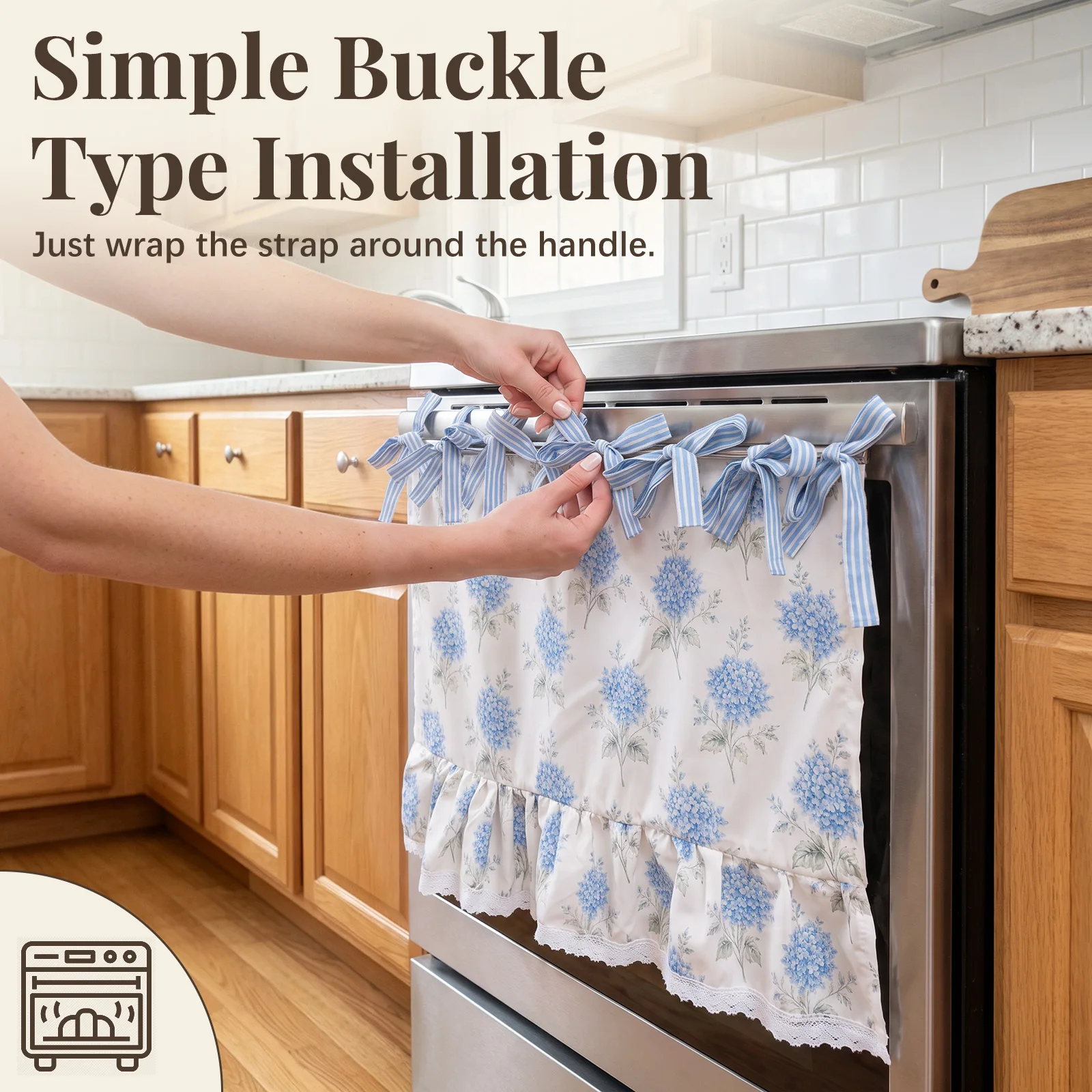 Oven Skirt Ruffled Lace Stove Curtain Oven Door Cover Oven Skirt Oven Door Curtain Stove Curtain Kitchen Decor Polyester Stove