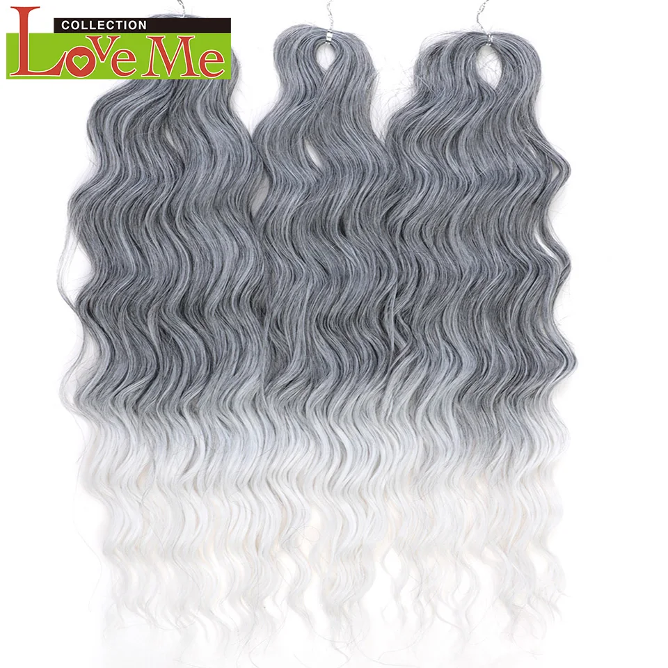 LOVE ME 24 Zoll 300g Synthetisches Haar Wasserwellen-Flechthaarverlängerungen Ombre Regenbogenfarben Tiefe Wellen Twist Häkelhaar – Detail 17
