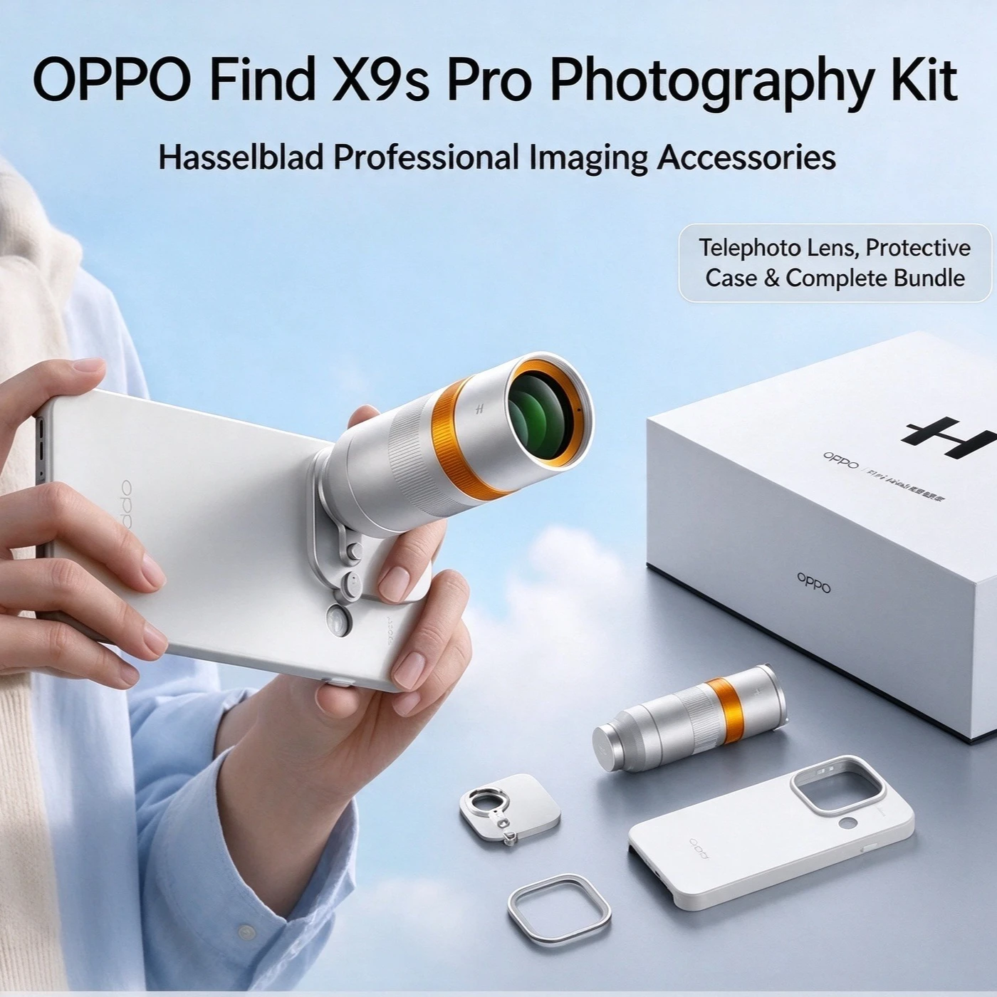 Hasselblad Photography Kit 253mm Teleconverter for Oppo Find X9s Pro (4K 60 fps HDR Telephoto Recording) Camera Pro Accessories