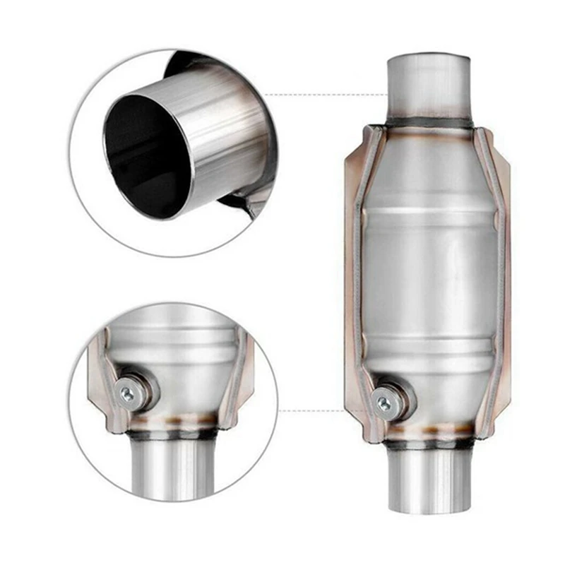 3Pcs Car Import And Export Catalytic Converter With O2 Port Heat Shield For Vehicles With 2 Inch Exhaust Pipe Car