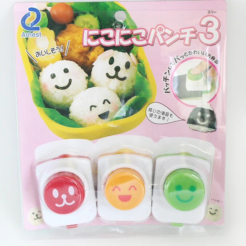 Cartoon Rice Ball Molds DIY Smiling Face Shape Sushi Maker Mould Seaweed Cutter Rice Ball Kitchen Bento Decoration