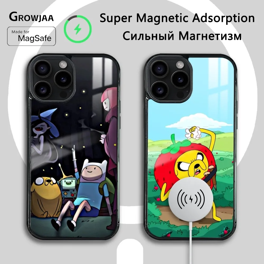 A-adventure Cartoon Time Phone Case For iPhone 16 15 14 13 12 11 Pro Max Plus Mini Magsafe Mirror Wireless Magnetic Cover