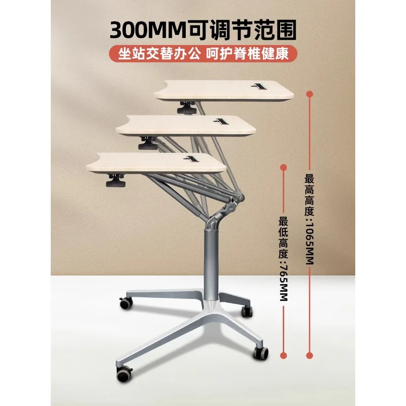 Pneumatic Lifting Table, Standing Workbench, Foldable Bedside, Movable Home Desk, Computer Meeting Desk, Table