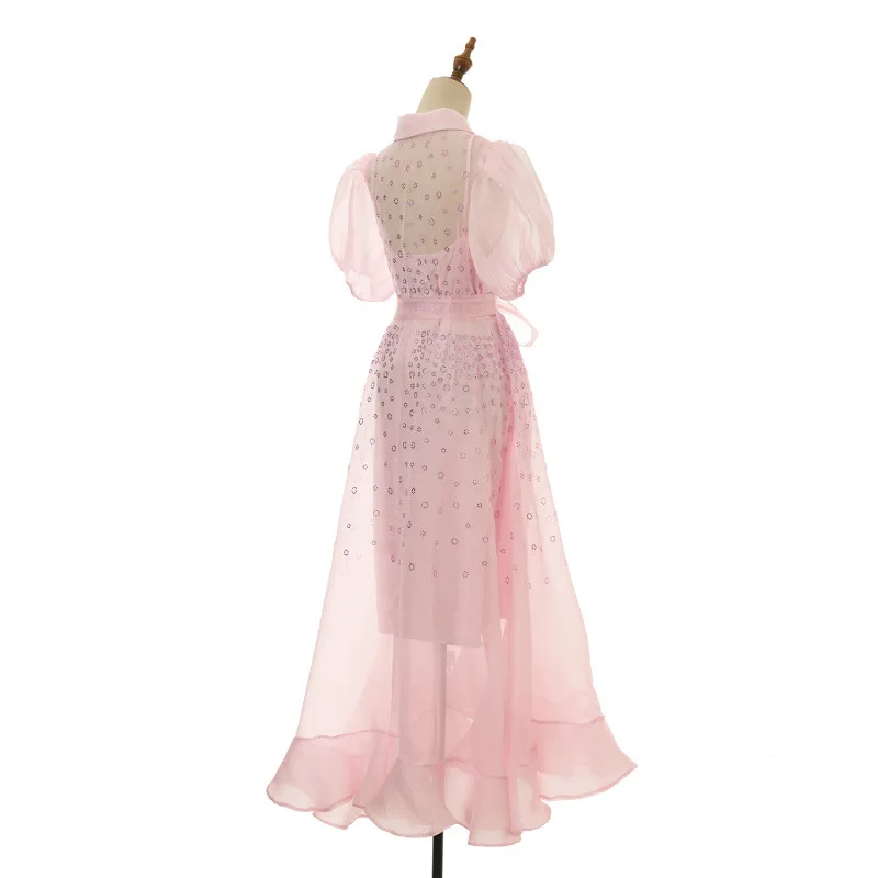 Ele Bubble Summer ort Sve Fro Damen-Dr. Par-Rock, hohe Taille, Samtstoff, Blumenverzierung, fünf Farben