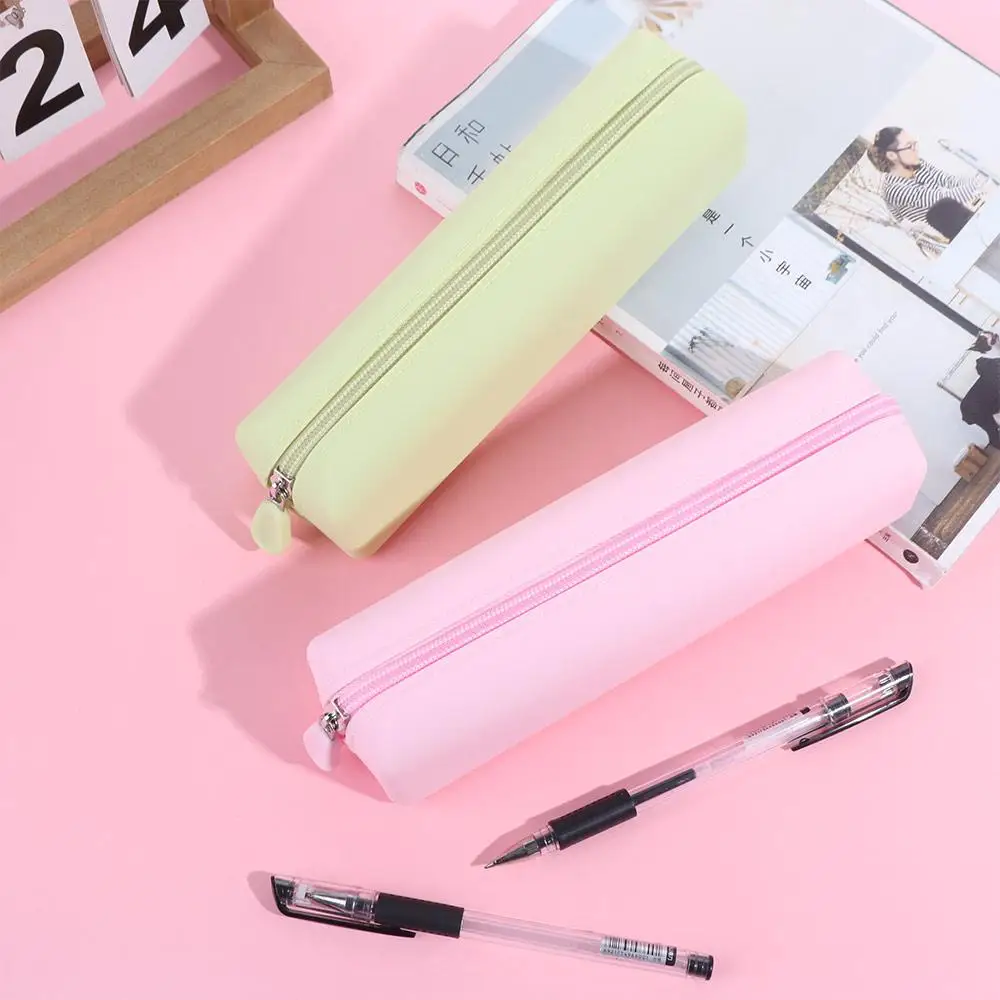 Picture 3: Durable Silicone Pen Bag with Zipper Waterproof Pencil Case Multi-function Large Capacity Cosmetics Storage Bag Stationery
