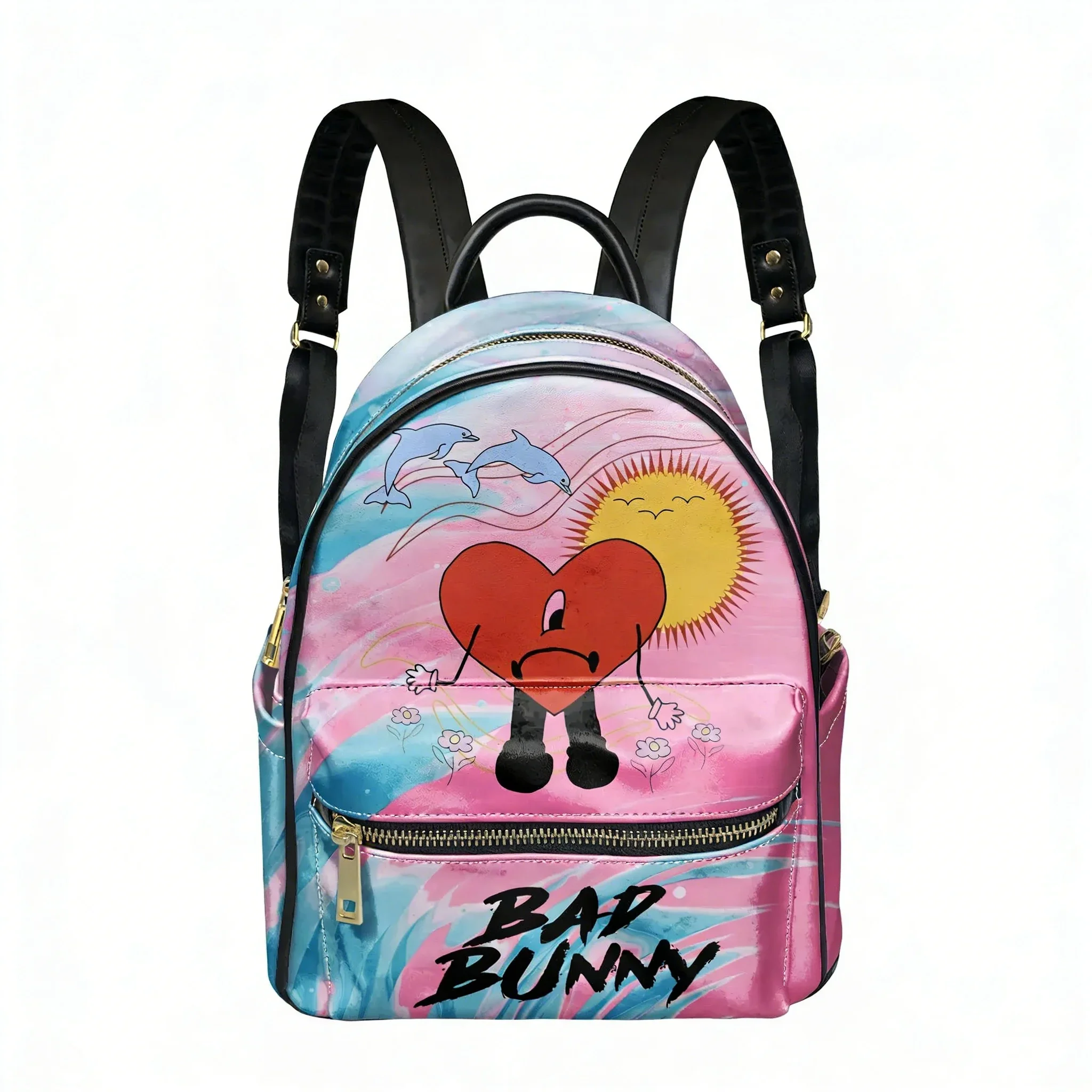 

Bad Bunny Hip hop Rapper Backpack Womens Men Personalized Double Shoulder Bag Business Travel Bookbag Rucksack Gift Daypack