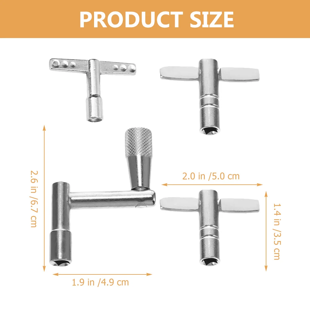 

4Pcs Universal Metal Drum Keys Tuners Durable Practical Smooth Surface No Burrs Easy to Repair Tune Drums Drum Key