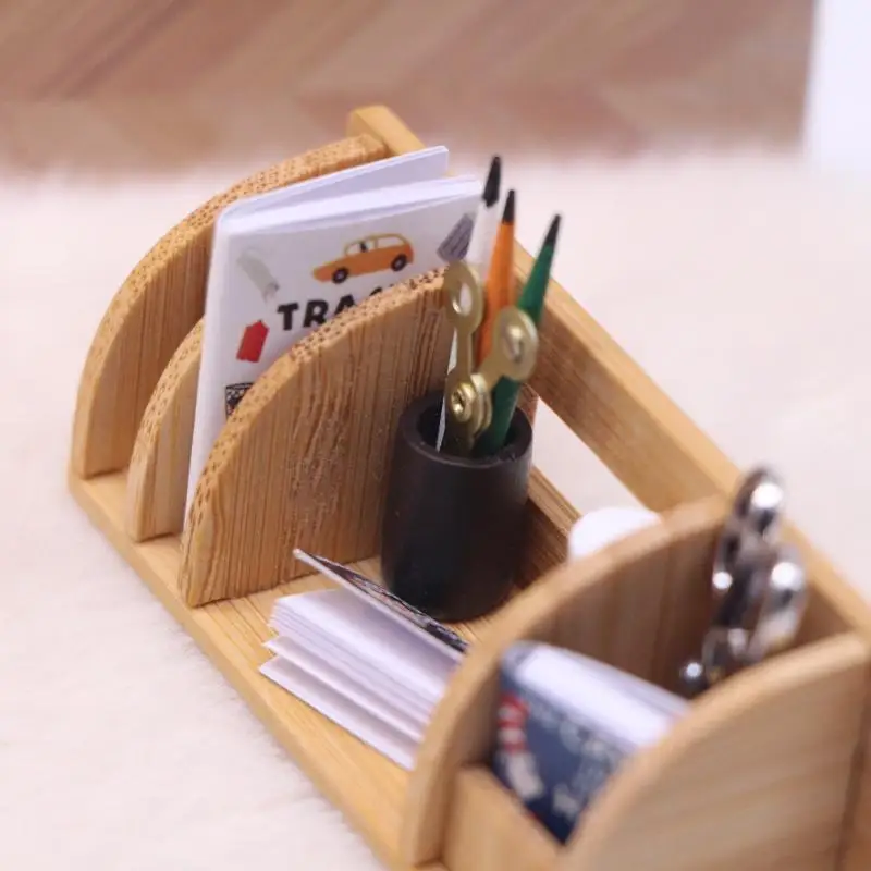 1 conjunto casa de bonecas em miniatura desktop estante papelaria rack casa modelo para casa boneca decoração crianças fingir jogar brinquedos presente