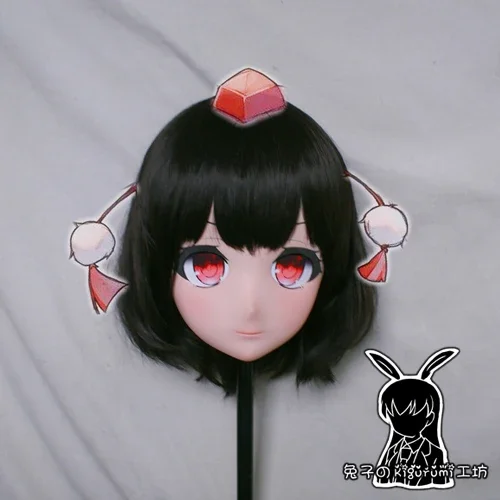 (Rabbit 94) Resin Cross dress Pretty Girl Full Head BJD Mask Japanese Anime Kigurumi Mask Cosplay with Wig