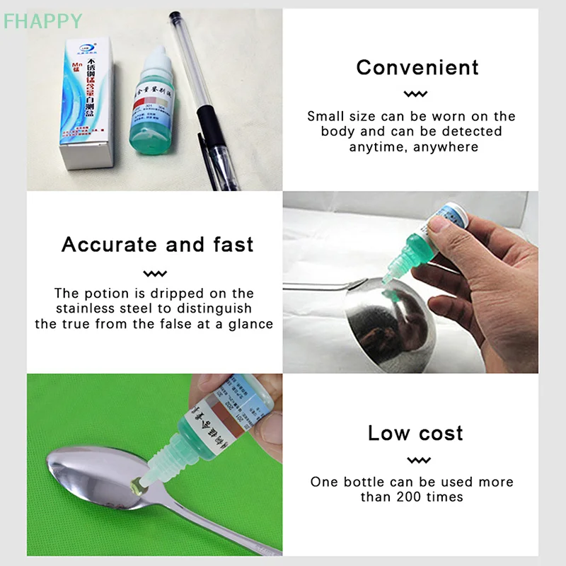 Identificación de líquido de detección de acero inoxidable 201 304, prueba analítica de contenido rápido, medicamentos, reactivo rápido analítico, 12ml