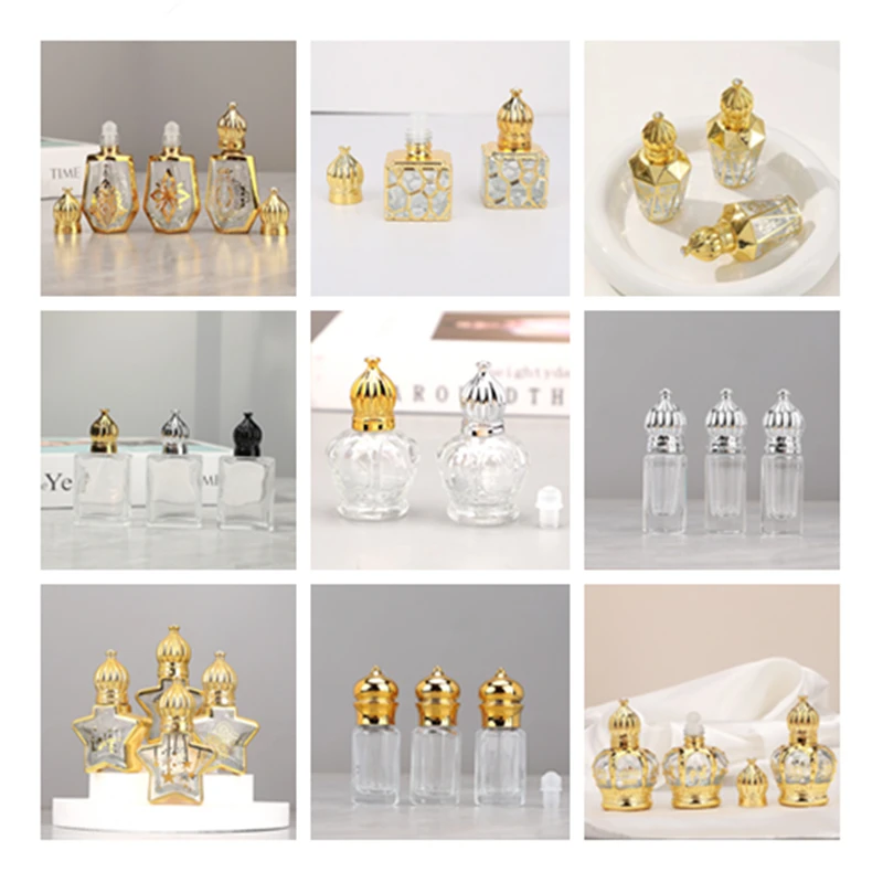 100pcs Golden Perfume Bottles Mini Essential Oil Container Empty Roll-on Bottles Luxury Refillable Bottle