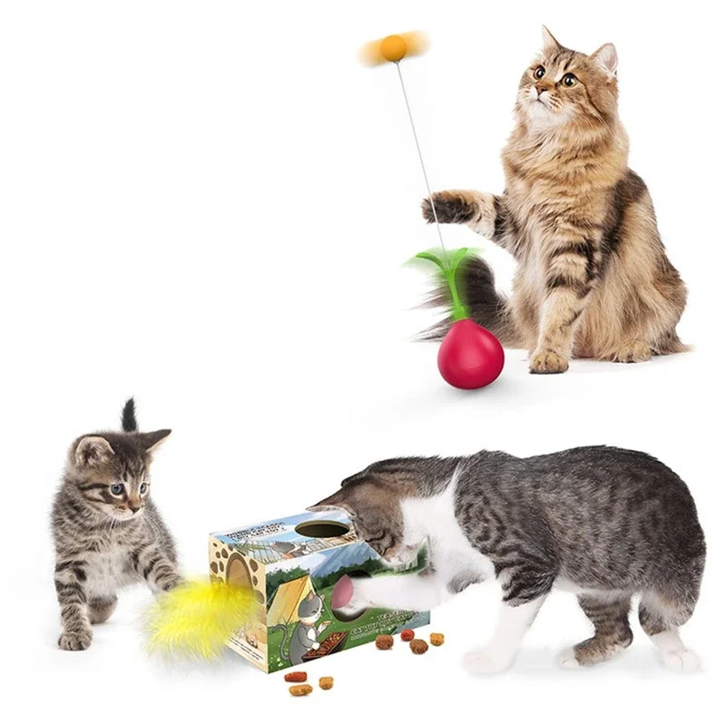 

DIY Pet Interactive Toys Cat Tumbler Ball Feather Toy Indoor Cat Entertainment Supplies For Living Room Bedroom Courtyard