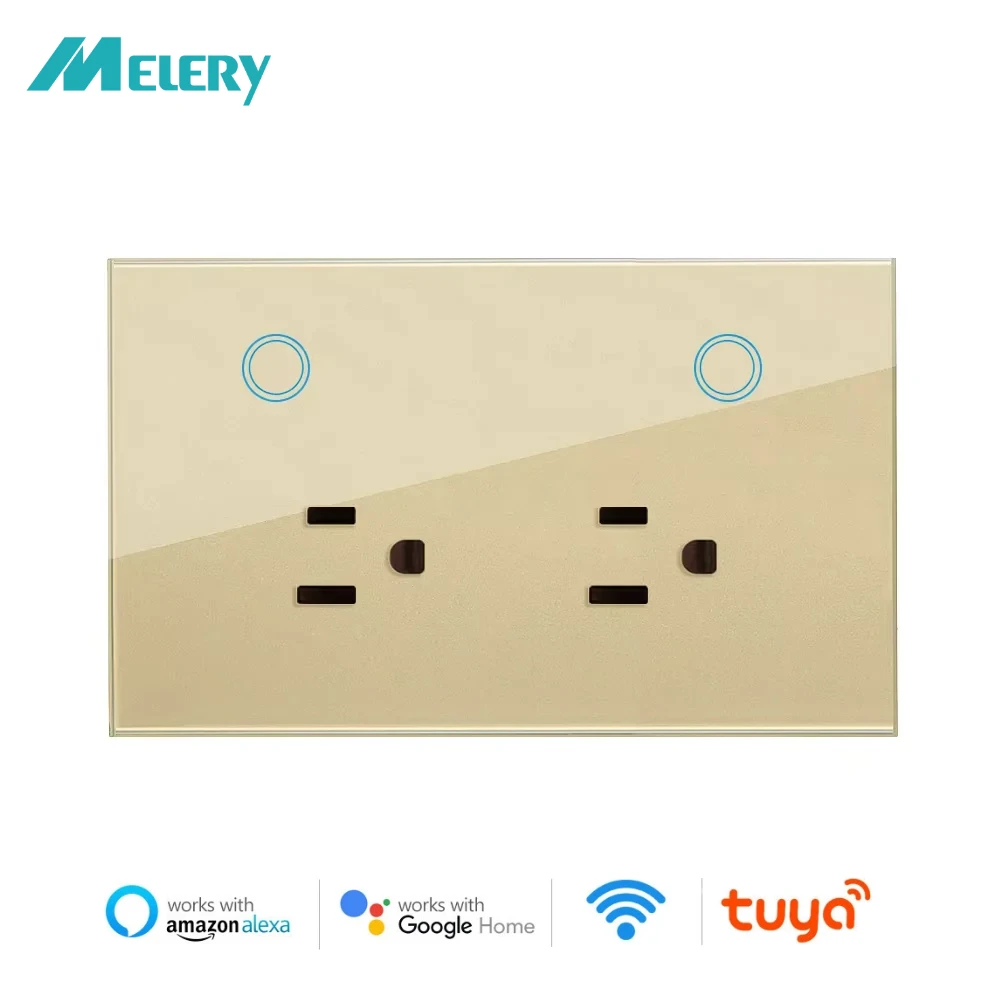 

Настенная розетка Melery WIFI Smart Tuya, электрическая розетка США, мониторинг мощности, сенсорный переключатель, беспроводной пульт дистанционного управления, Alexa Google Home