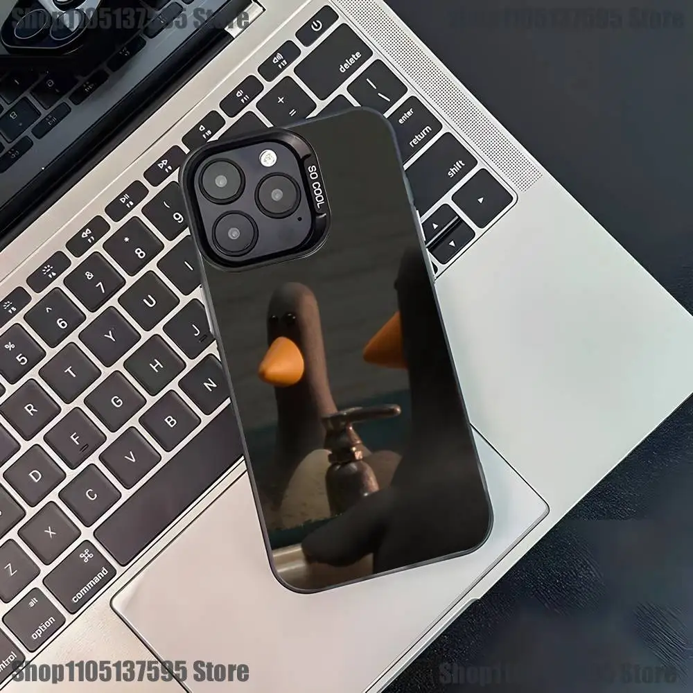 Grappige Veren McGraw Telefoonhoesje voor iPhone 17,16,15,14,13,12,11,Pro,XS,Max,Plus,Mini,SE4,E Zwart Matte Schokbestendige Cover