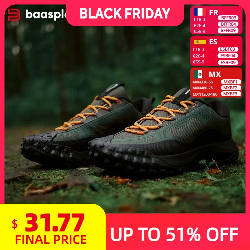 

Baasploa/мужская походная обувь, повседневная легкая прогулочная обувь на шнуровке, мужские уличные водонепроницаемые нескользящие кроссовки для кемпинга