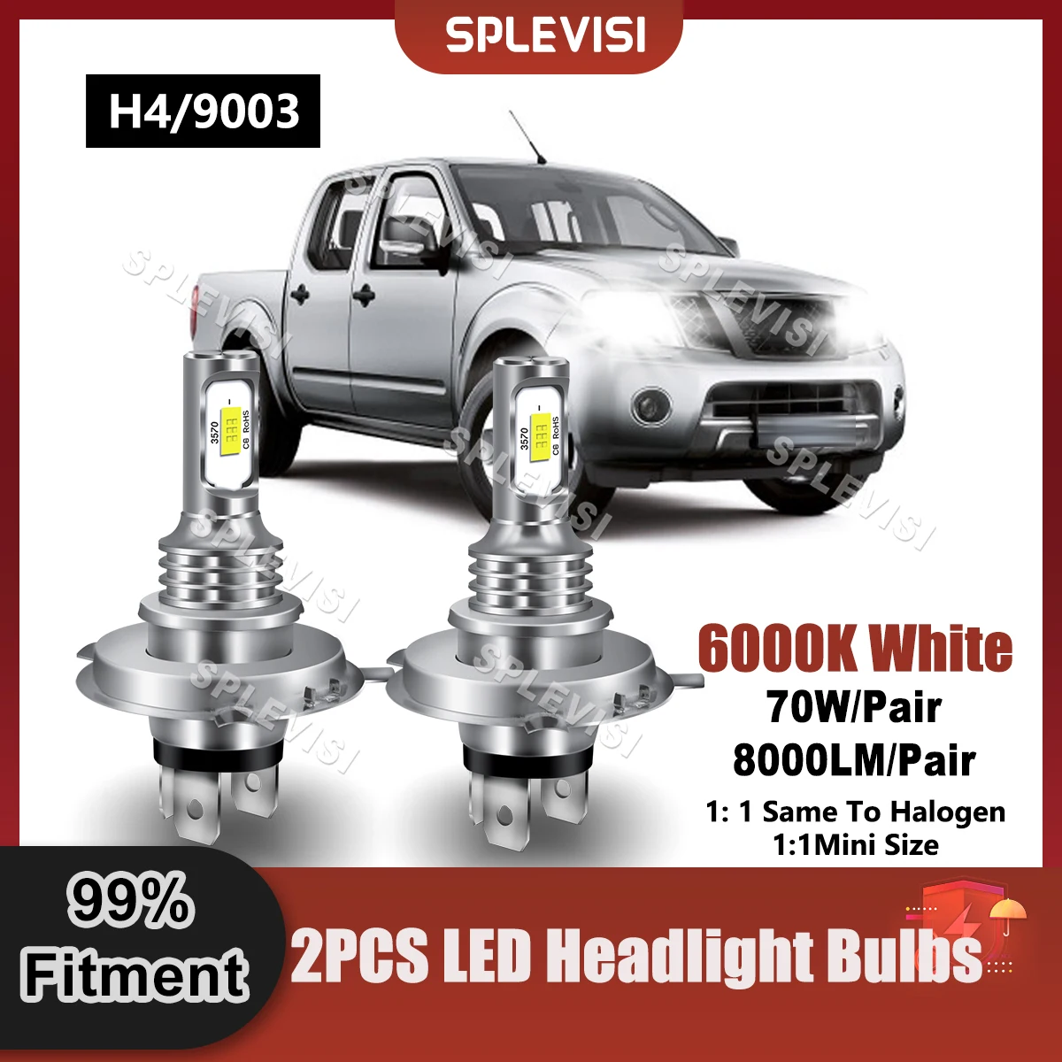 

2PCS LED H4/9003 Headlight High Low Beam 9V-24V 8000LM For Nissan Navara D40 2005 2006 2007 2008 2009 2010 2011 2012 2013 2014