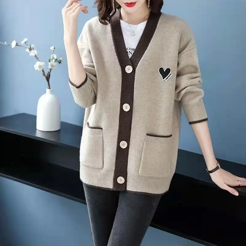 

Autumn Winter plus Size Sweater Jacket Korean Style Slimming Concealing Loose Knitted Open Cardigan Women's Outerwear