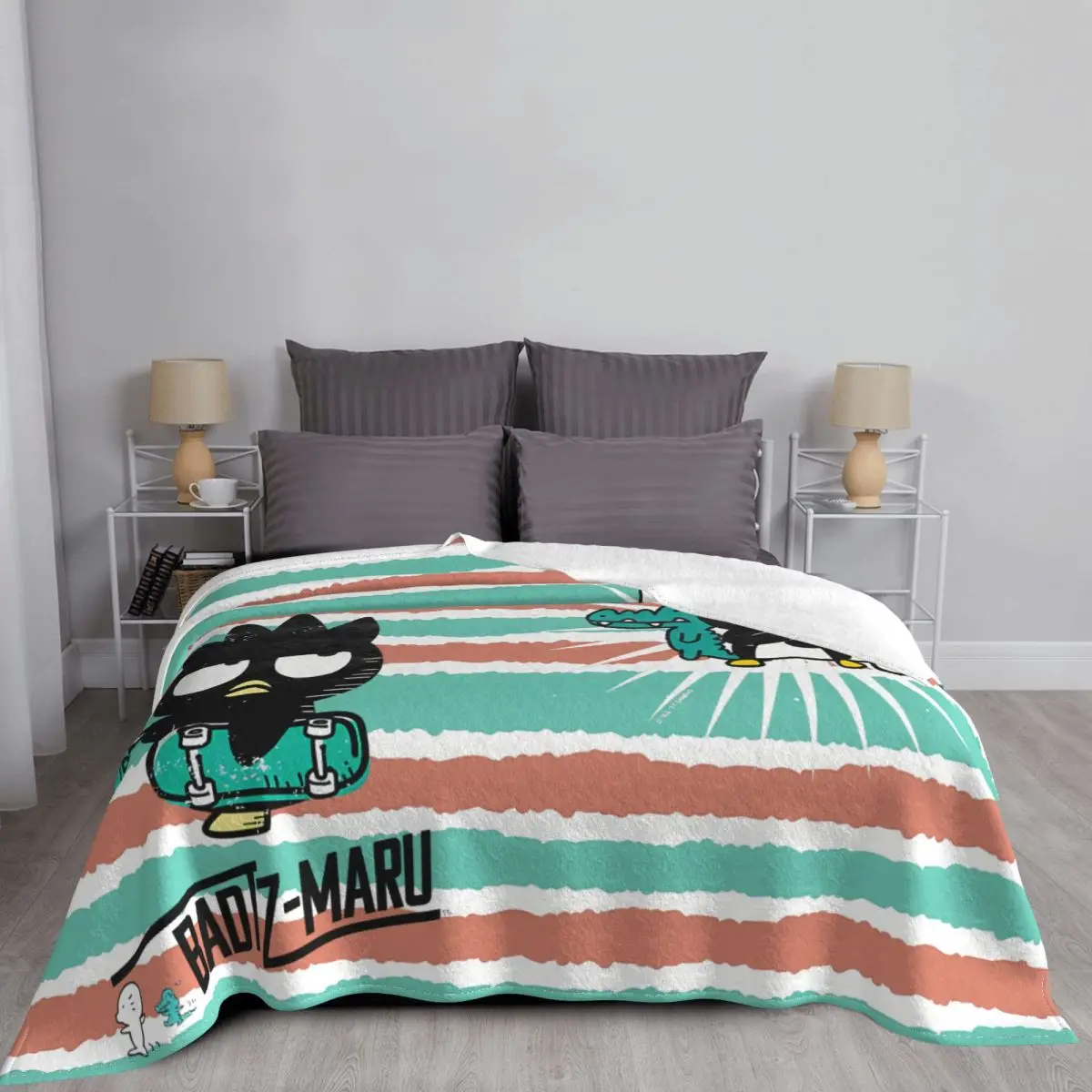 Sanrio Blanket Badtz Maru Flannel Autumn/Winter Breathable Thin Throw Blankets For home Rug Piece